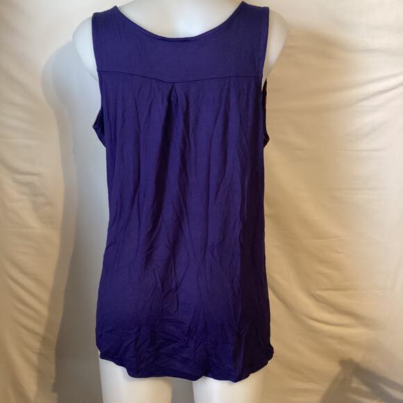 3070 NWOT Fortune + Ivy Split Neck Sleeveless Blouse Blue Floral Extra Large - Picture 2 of 4